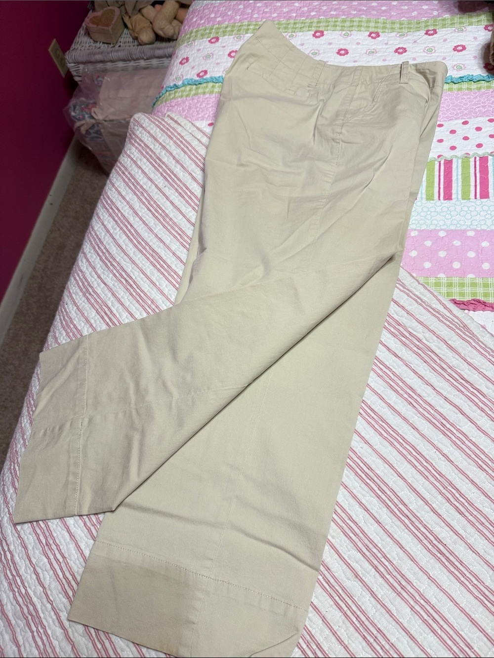 Talbots Beige Cropped Cotton Blend Pants